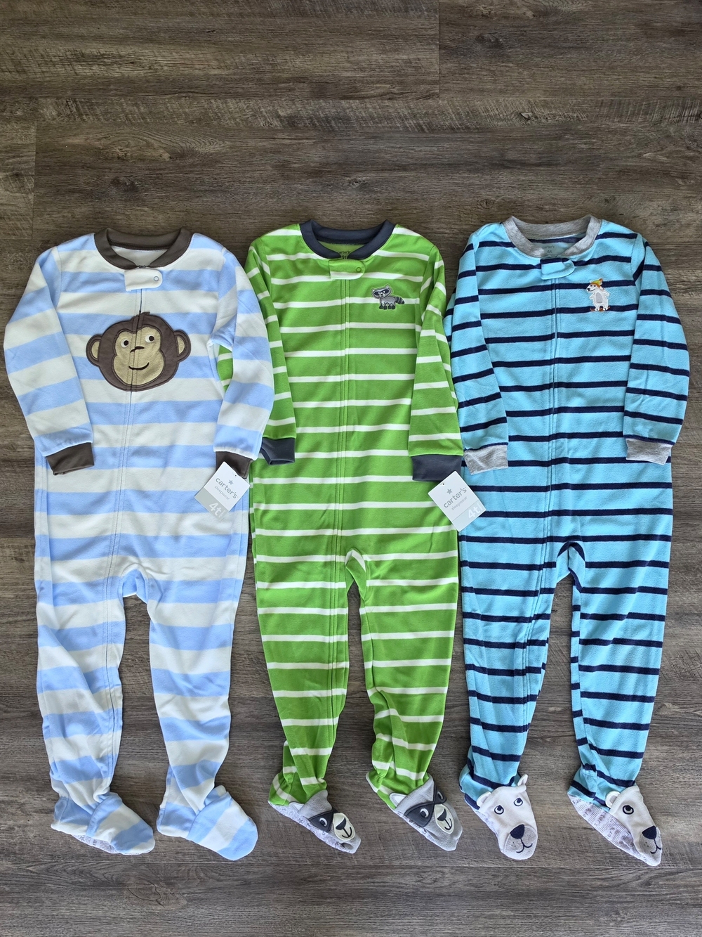 3 NEW Carters Fleece Pajamas -4T